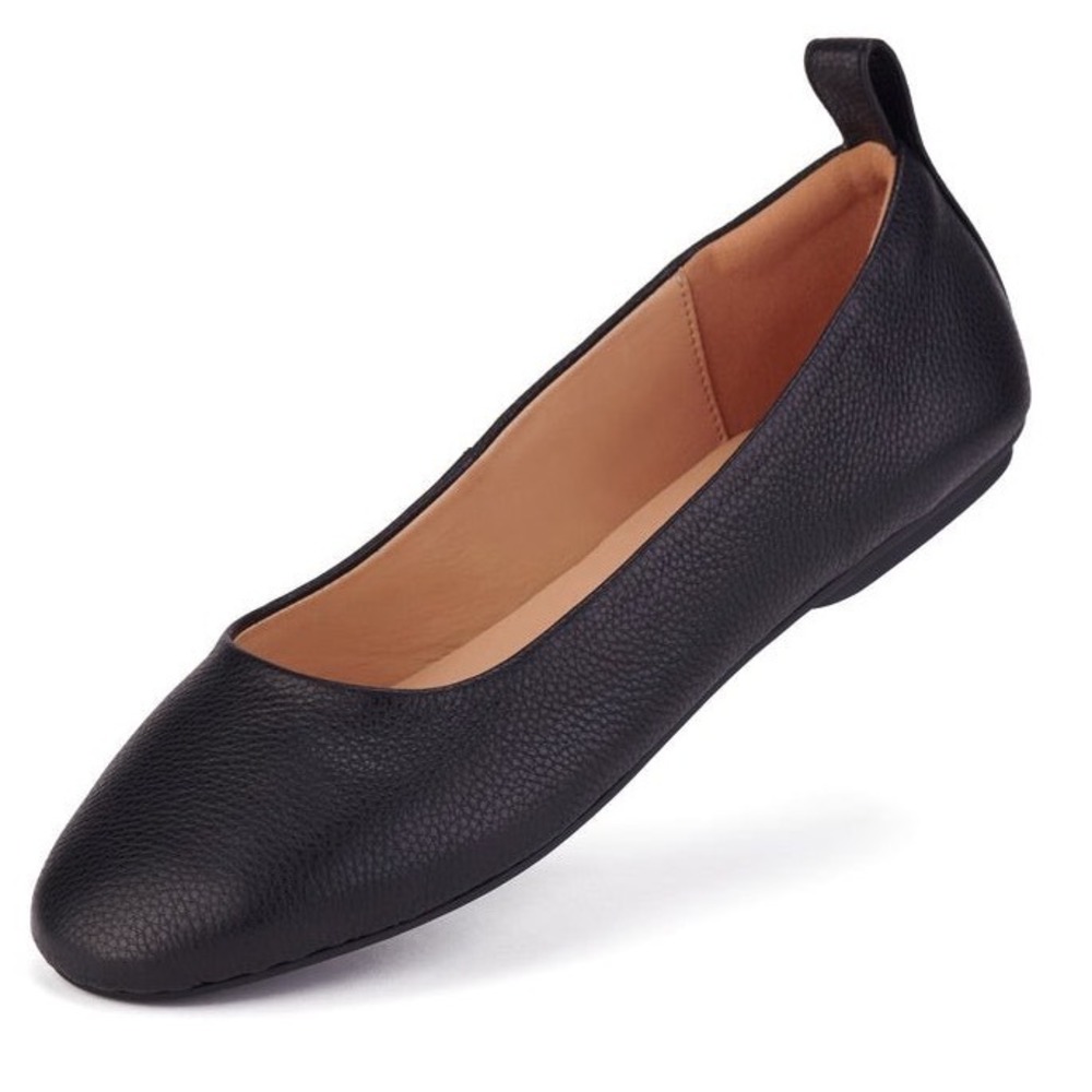 NIB Rollie Ballet Black Tumble Leather Flats Women's Sz 7 EU 38 Luxury ballerina - Picture 5 of 14